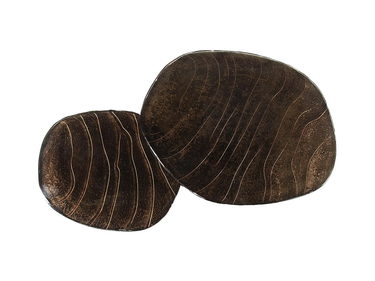 Table gigogne en verre – finition cuivre antique (lot de 2) LAGUNA