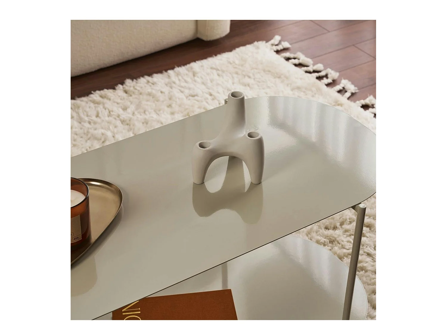 Table basse double plateau taupe - forme ovale SFAX