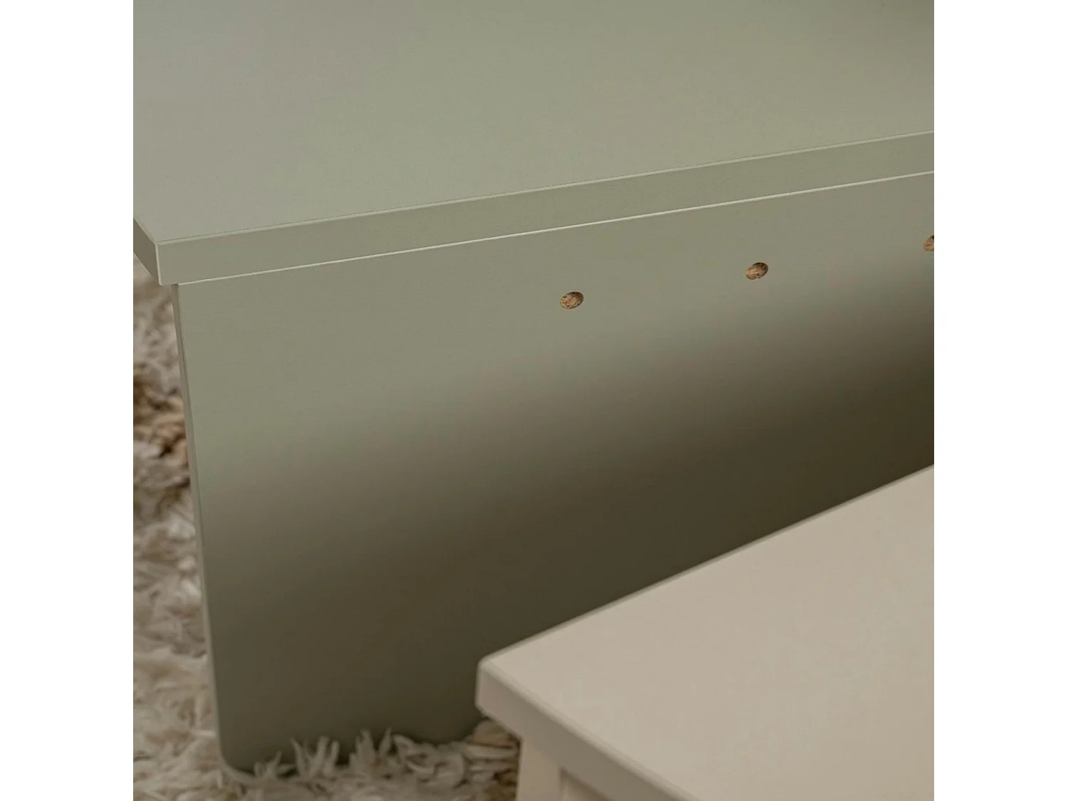 Table basse moderne vert sauge & beige - 2 hauteurs MARFA