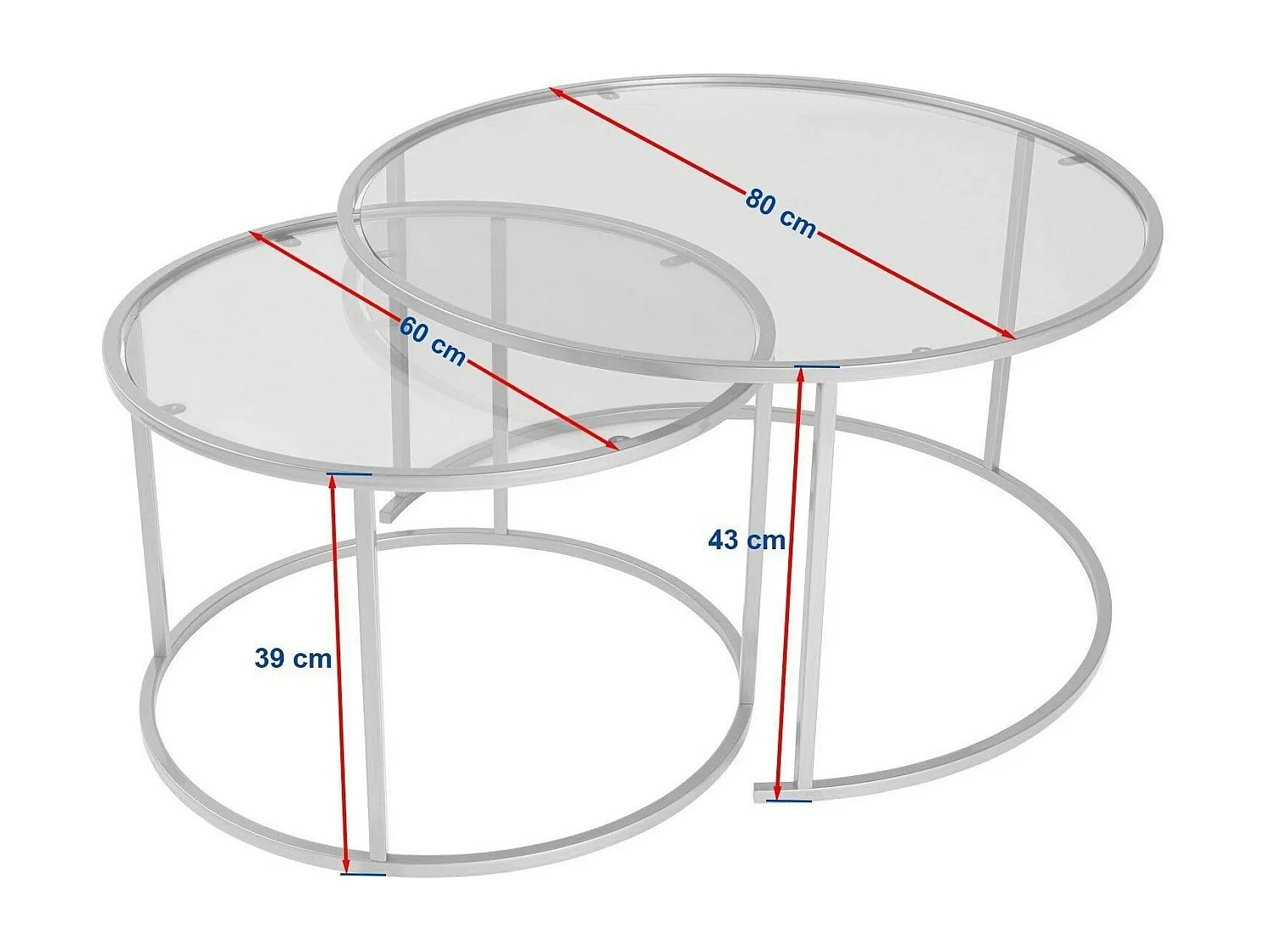 Table gigogne verre ambré - cadre doré (lot de 2) ⌀80 cm TULUM