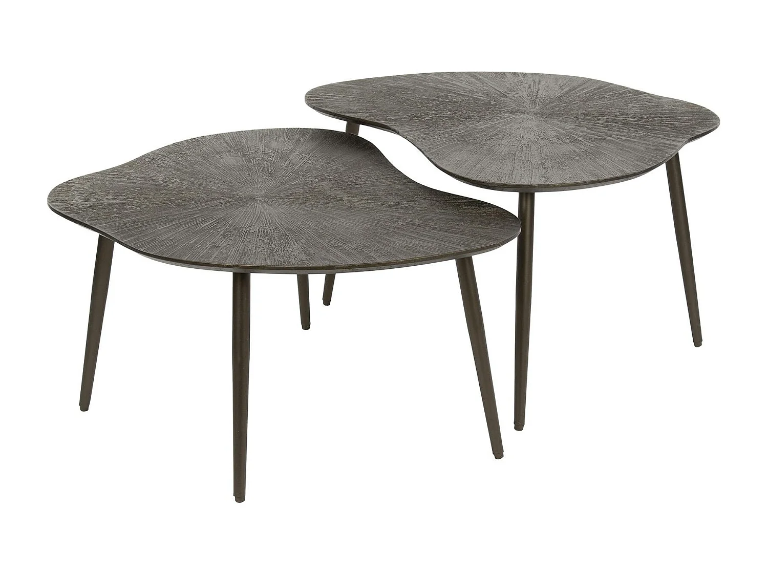 Table gigogne organique – brun bronze, forme libre (lot de 2) RALF