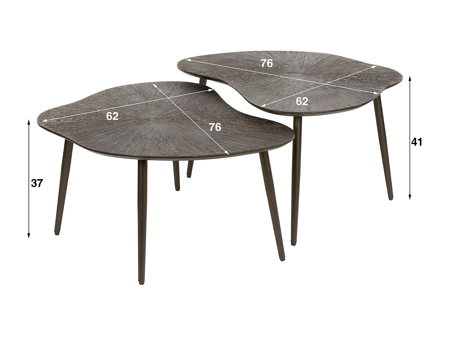 Table gigogne organique – brun bronze, forme libre (lot de 2) RALF