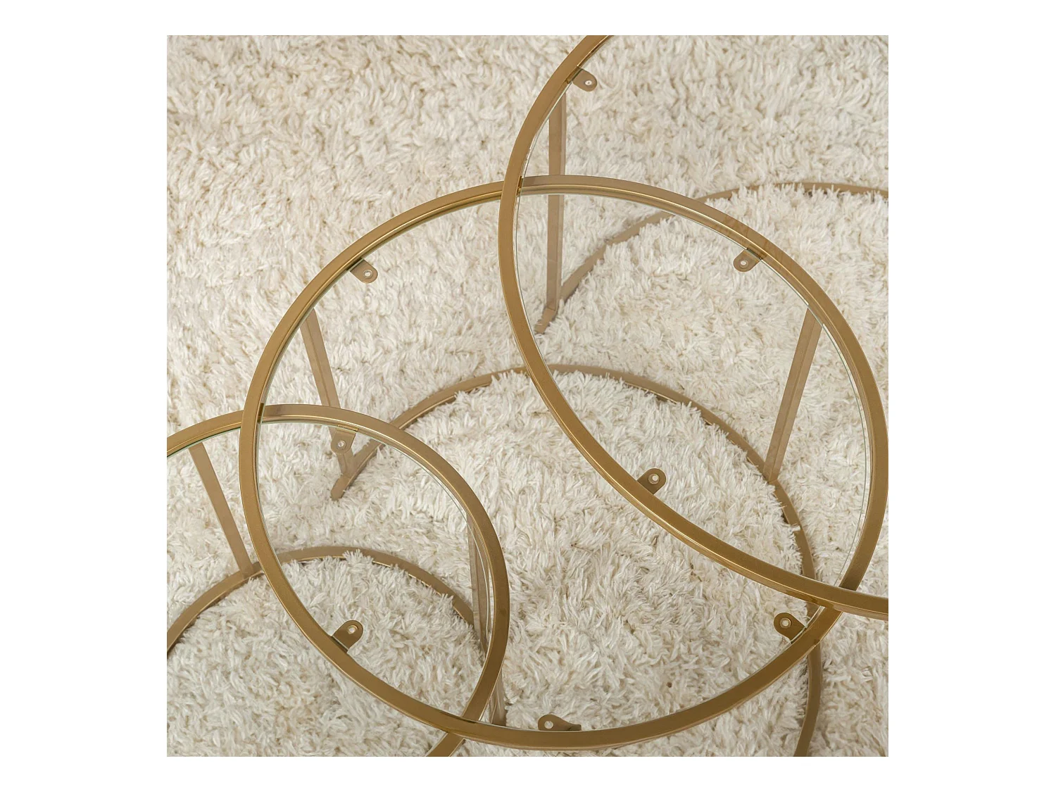 Table gigogne en verre - cadre doré (lot de 3) ⌀80 cm TULUM