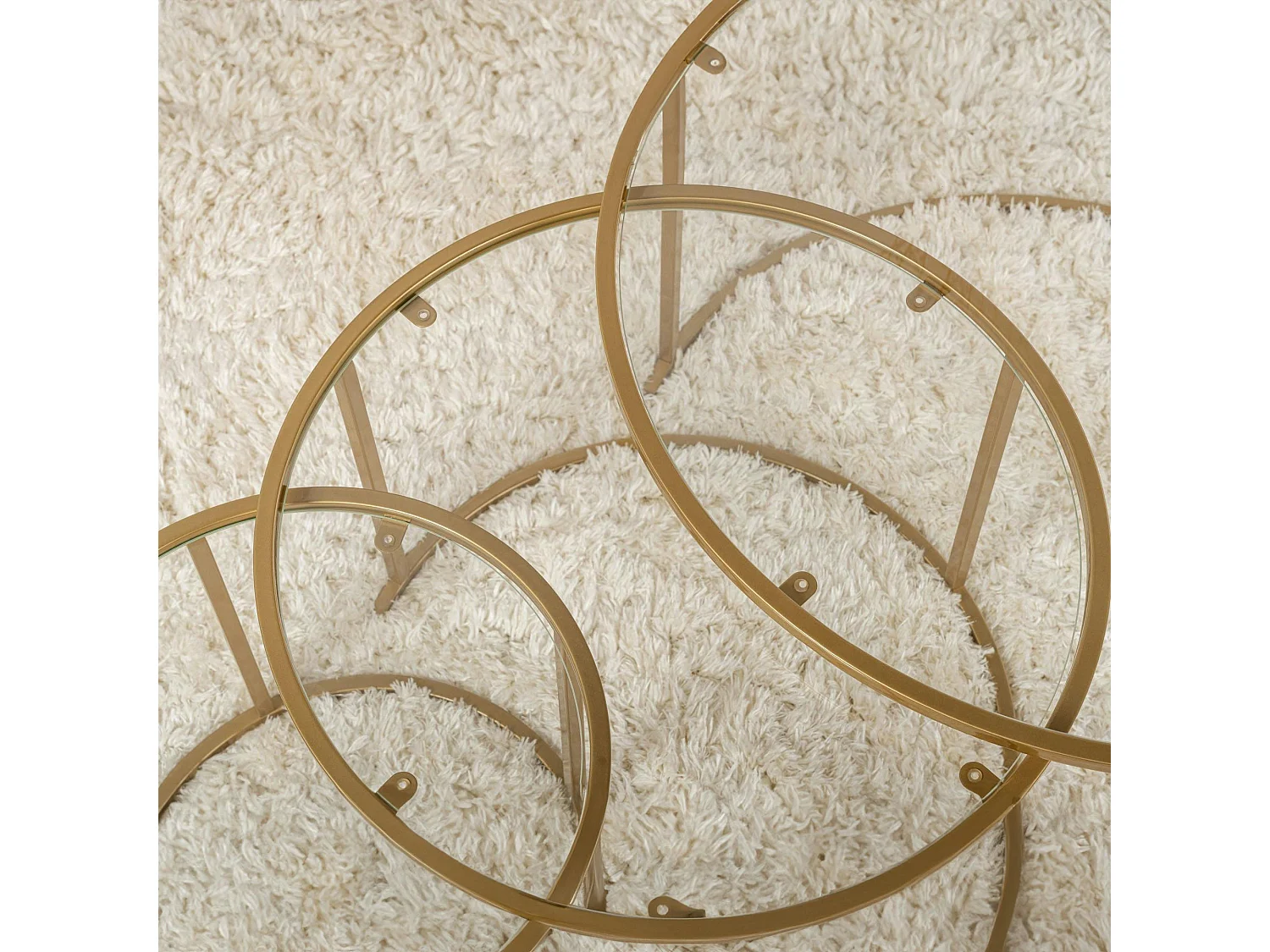 Table gigogne en verre - cadre doré (lot de 3) ⌀80 cm TULUM