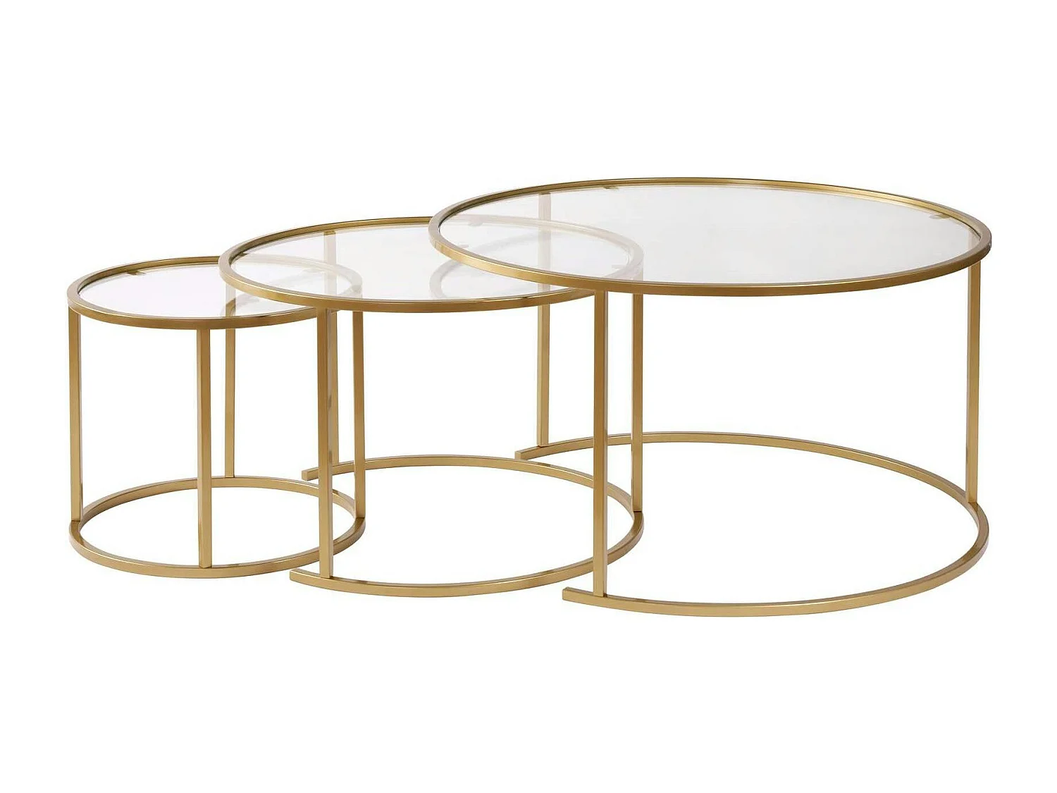 Table gigogne en verre - cadre doré (lot de 3) ⌀80 cm TULUM