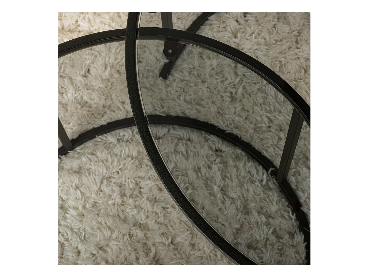 Table gigogne verre fumé - cadre noir (lot de 2) ⌀80 cm TULUM