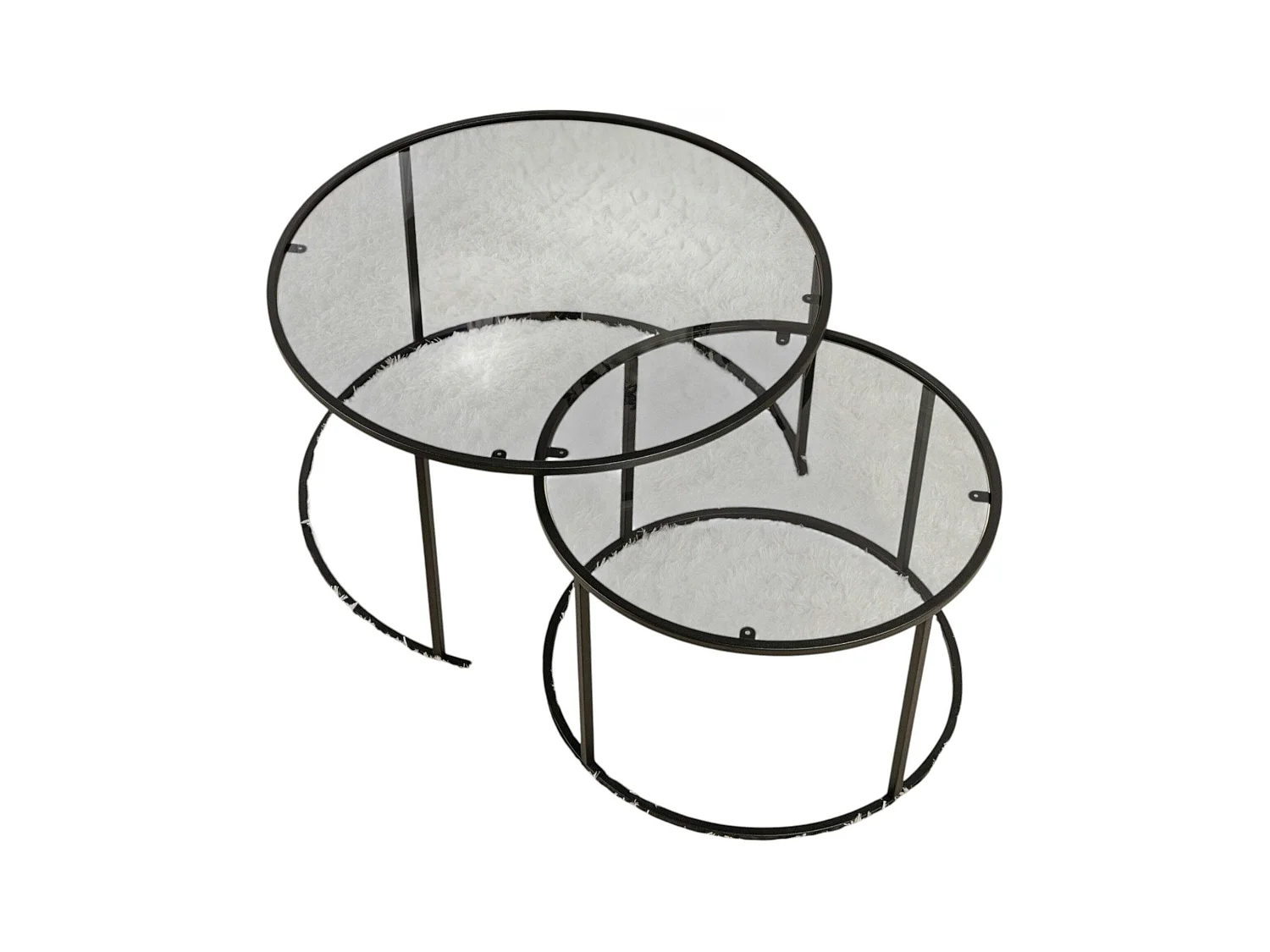 Table gigogne verre fumé - cadre noir (lot de 2) ⌀80 cm TULUM