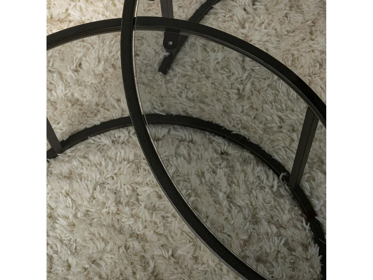 Table gigogne verre fumé - cadre noir (lot de 2) ⌀80 cm TULUM