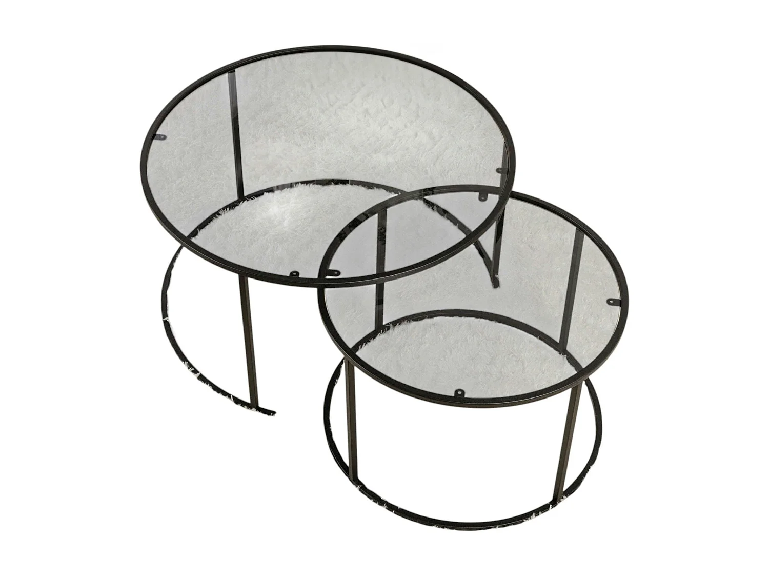 Table gigogne verre fumé - cadre noir (lot de 2) ⌀80 cm TULUM