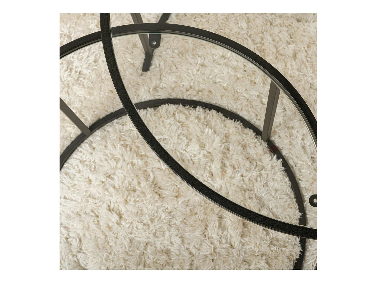 Table gigogne en verre - cadre noir (lot de 2) ⌀80 cm TULUM