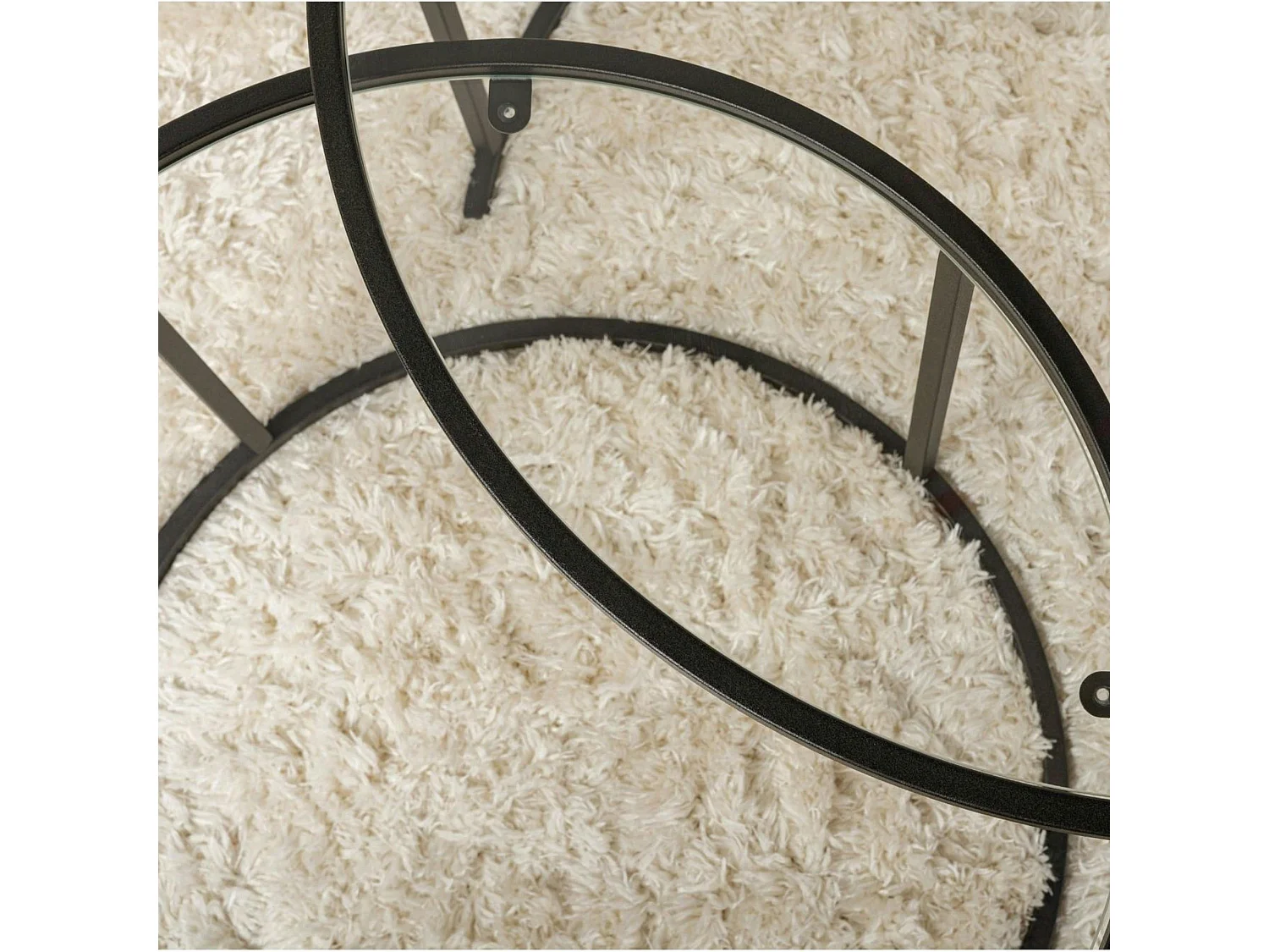 Table gigogne en verre - cadre noir (lot de 2) ⌀80 cm TULUM