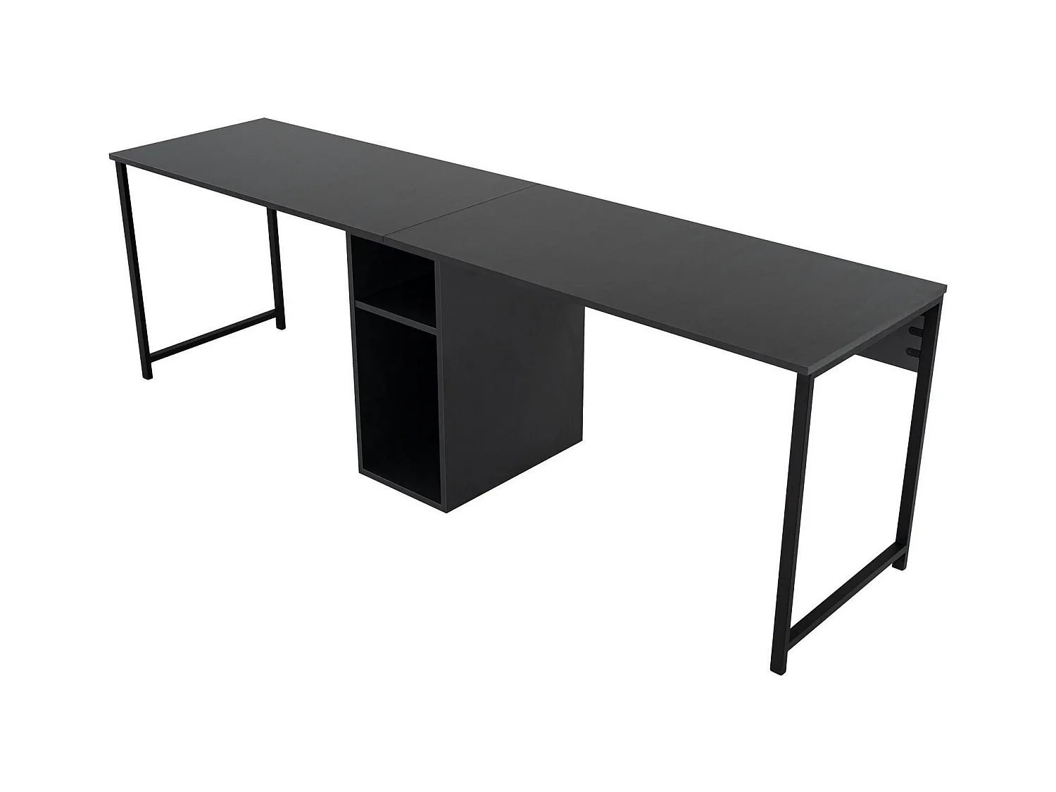 Bureau double noir - rangement central intégré MARFA