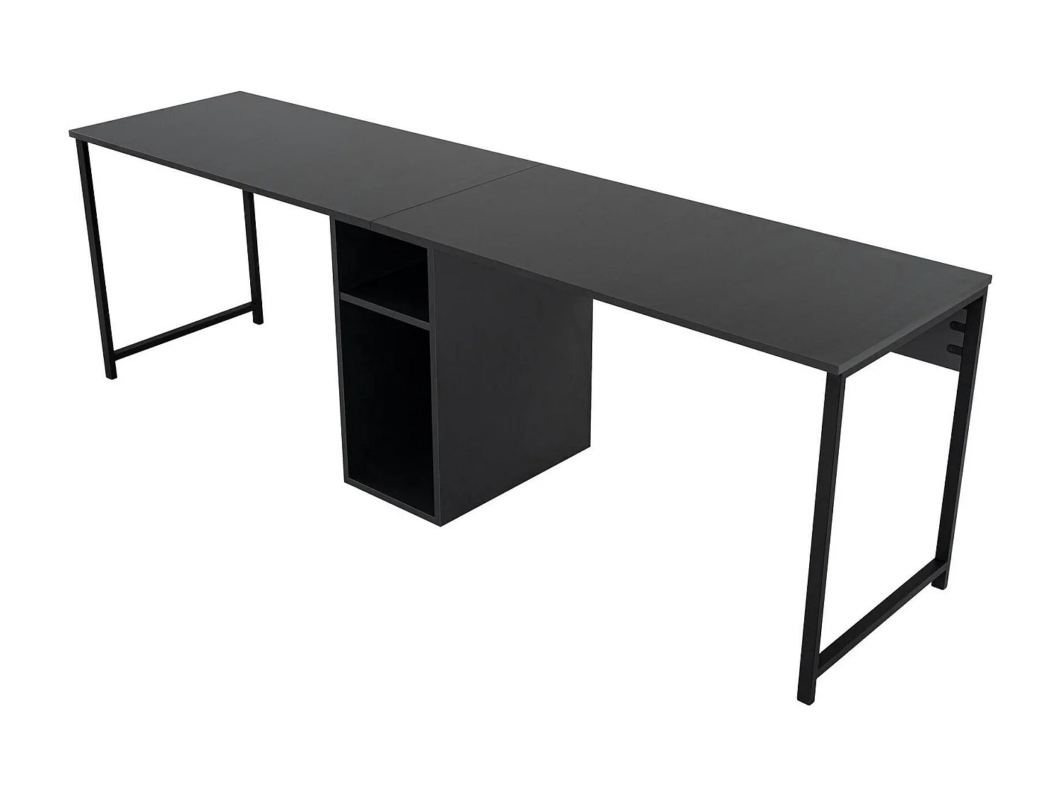 Bureau double noir - rangement central intégré MARFA