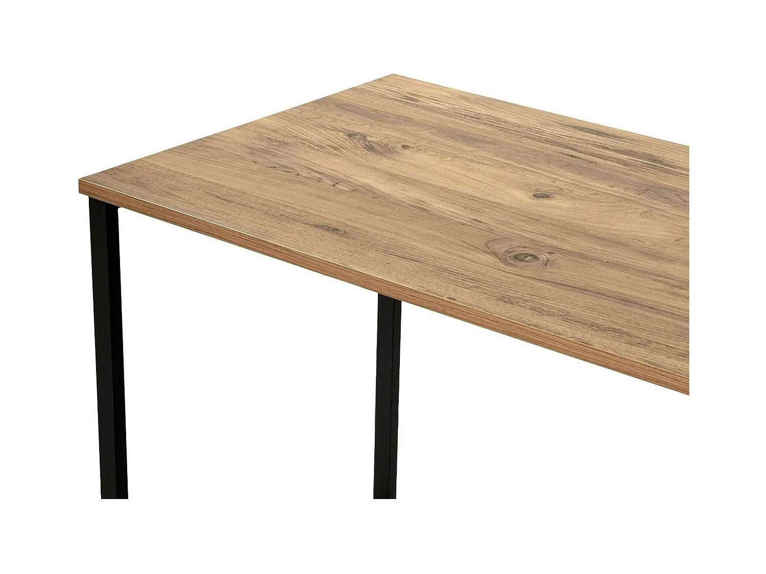 Bureau double avec rangement central - plateau effet pin MARFA