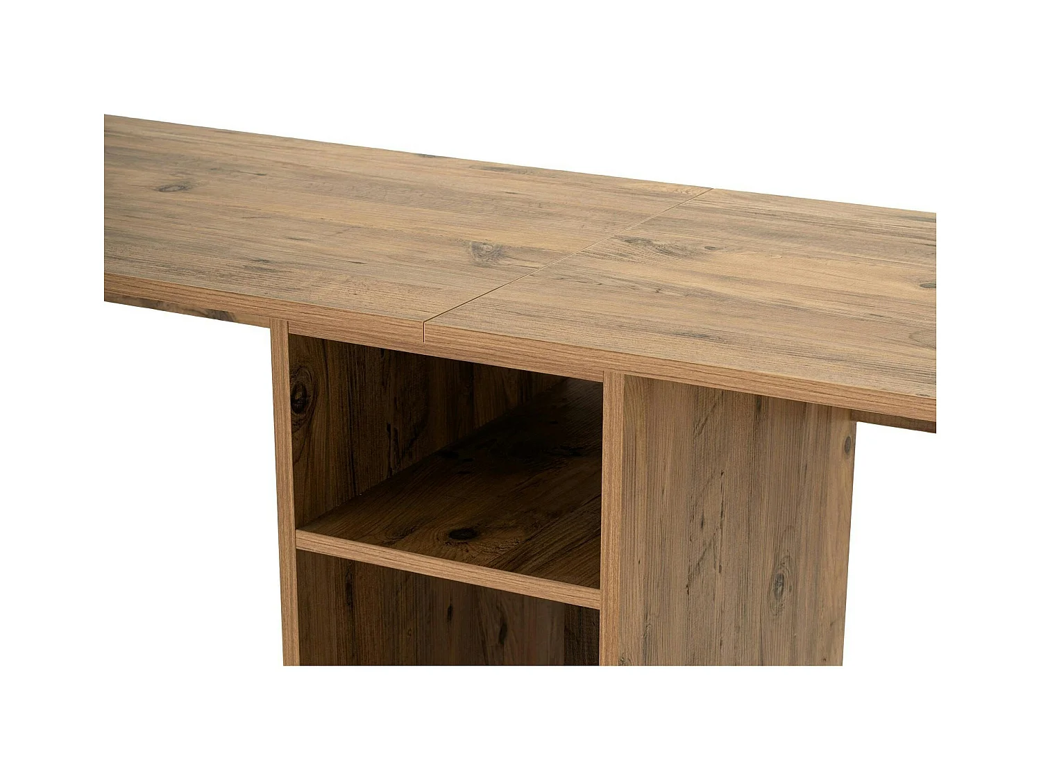 Bureau double avec rangement central - plateau effet pin MARFA