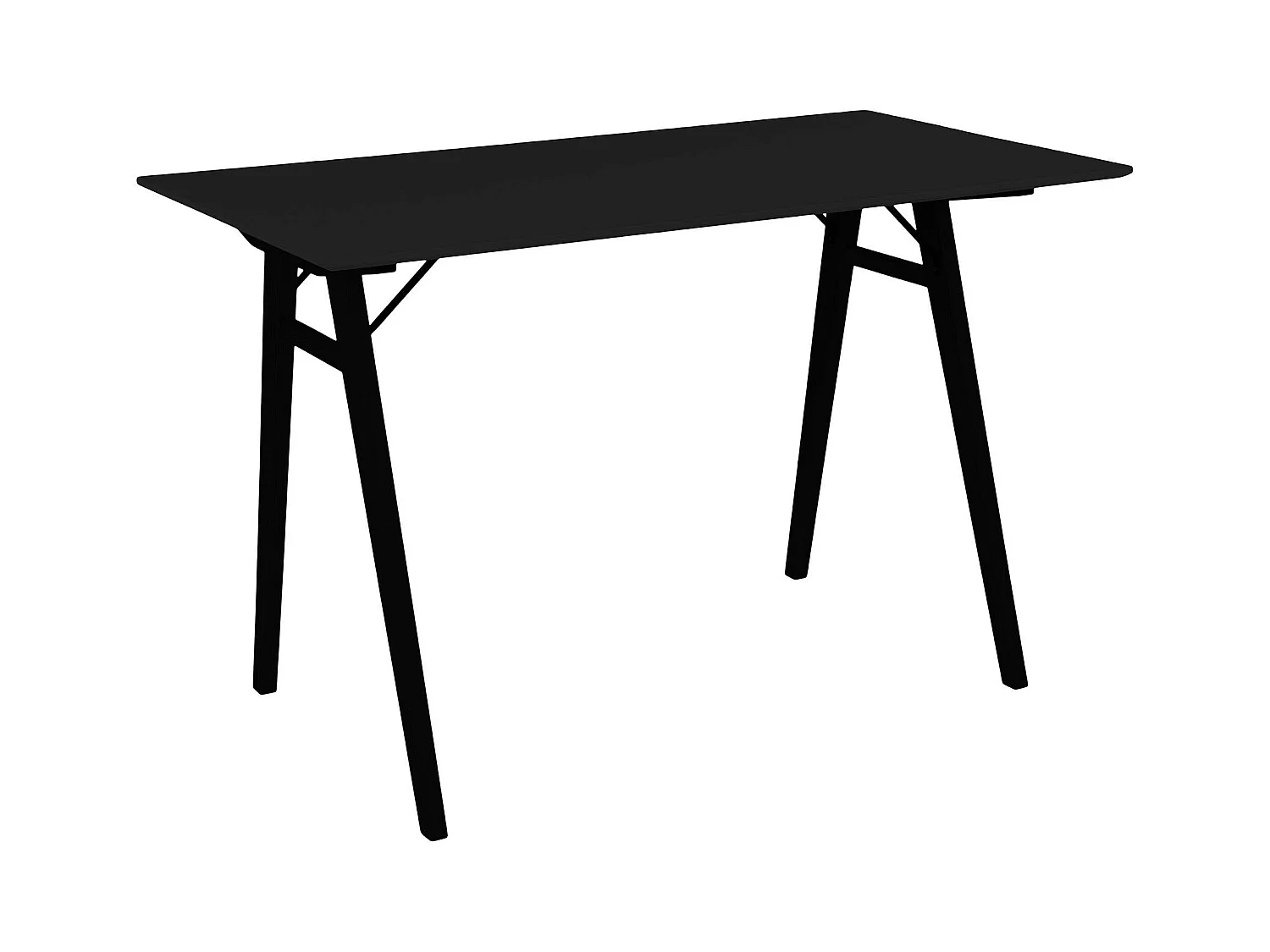 Bureau en bois noir - pieds tréteaux, style industriel TAMPA