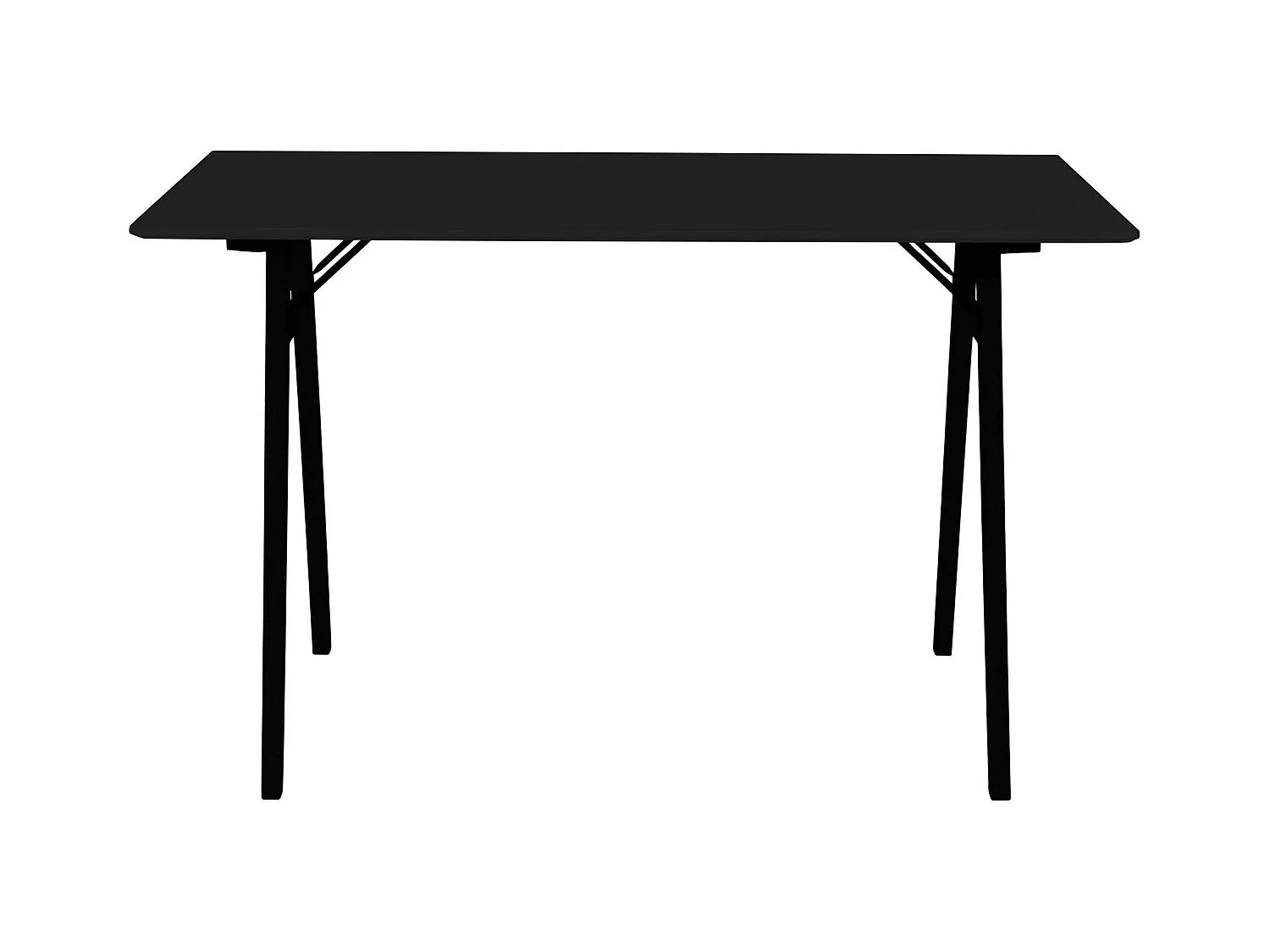 Bureau en bois noir - pieds tréteaux, style industriel TAMPA