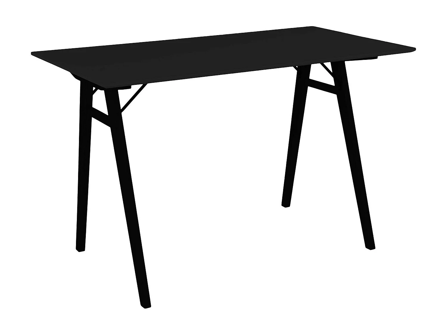 Bureau en bois noir - pieds tréteaux, style industriel TAMPA