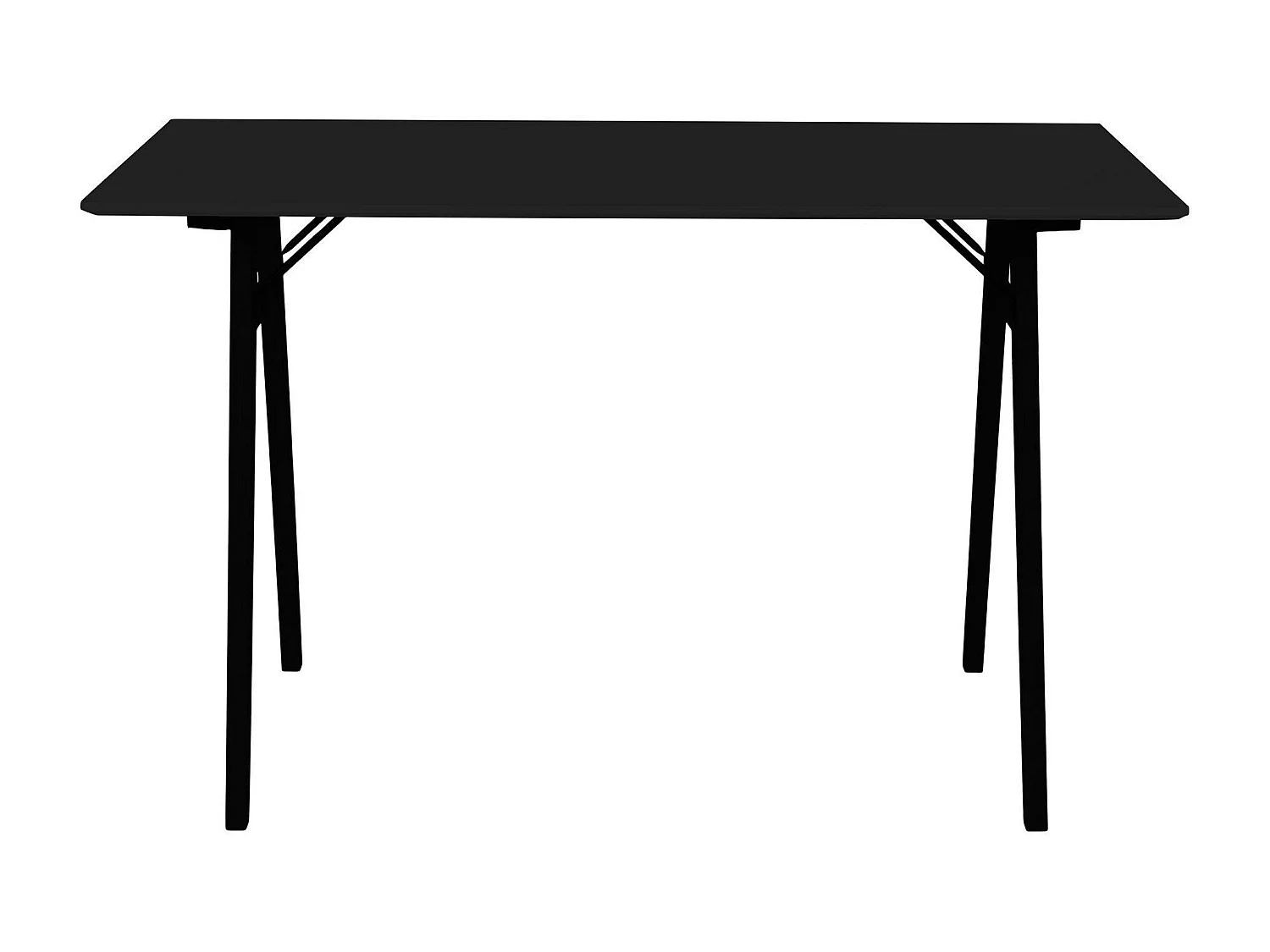 Bureau en bois noir - pieds tréteaux, style industriel TAMPA