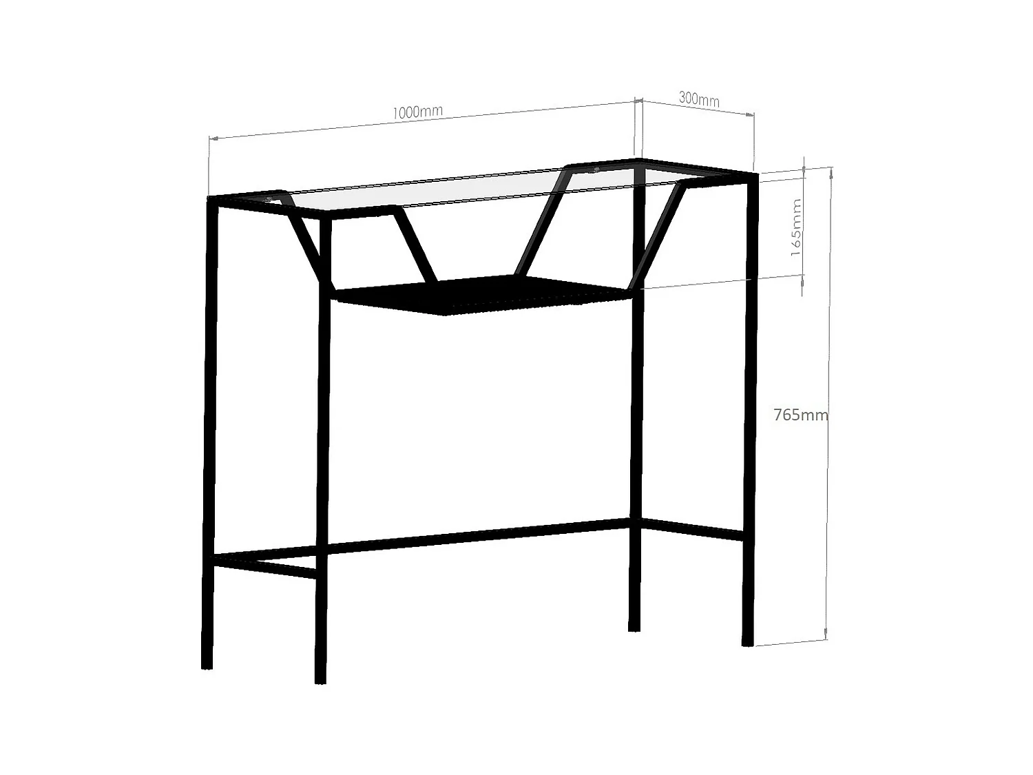 Console d'entrée design - métal noir & verre TULUM