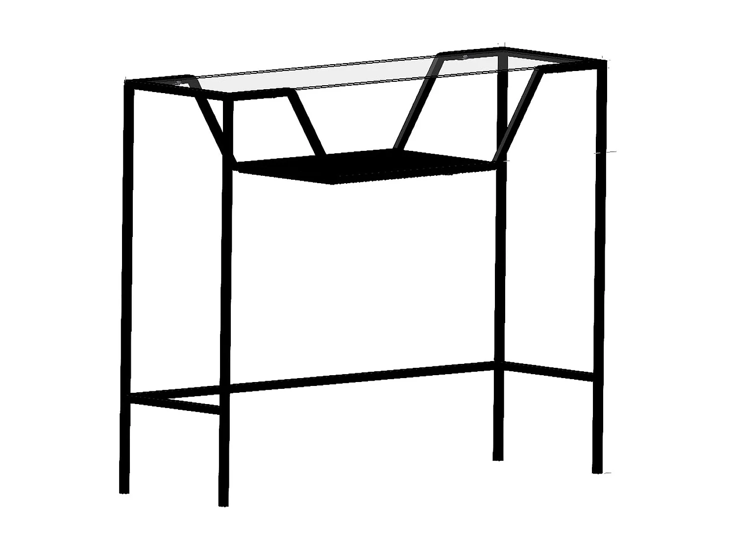 Console d'entrée design - métal noir & verre TULUM