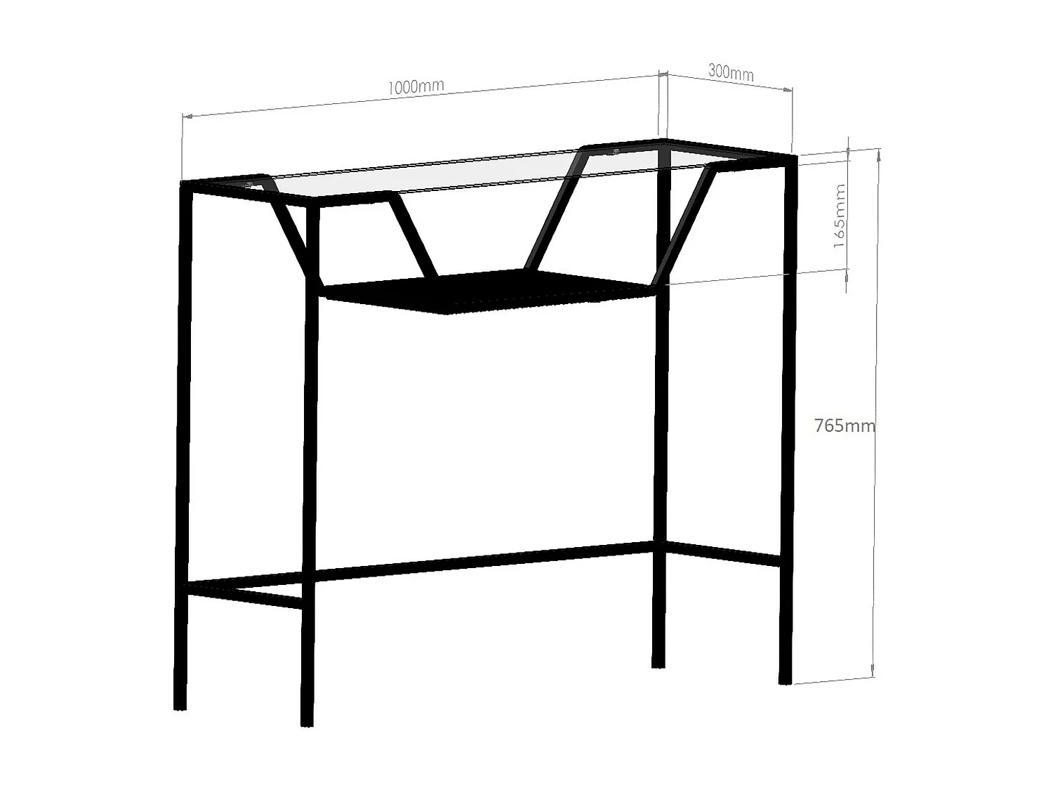 Console d'entrée design - métal noir & verre TULUM