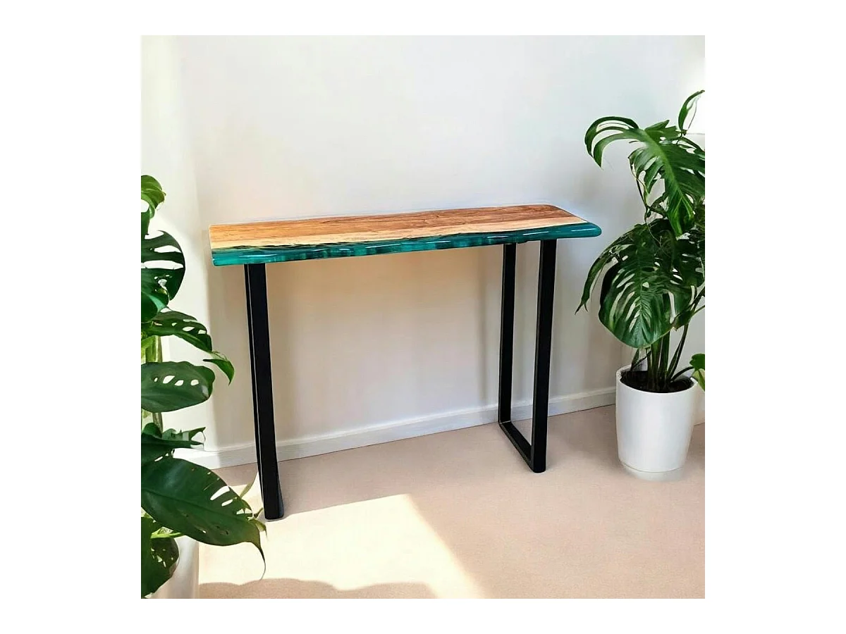 Console epoxy lagon et bois d'acacia BORA