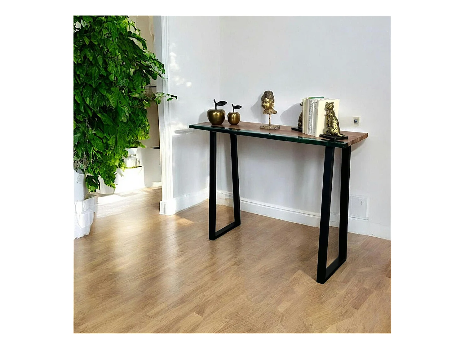 Console epoxy lagon et bois d'acacia BORA