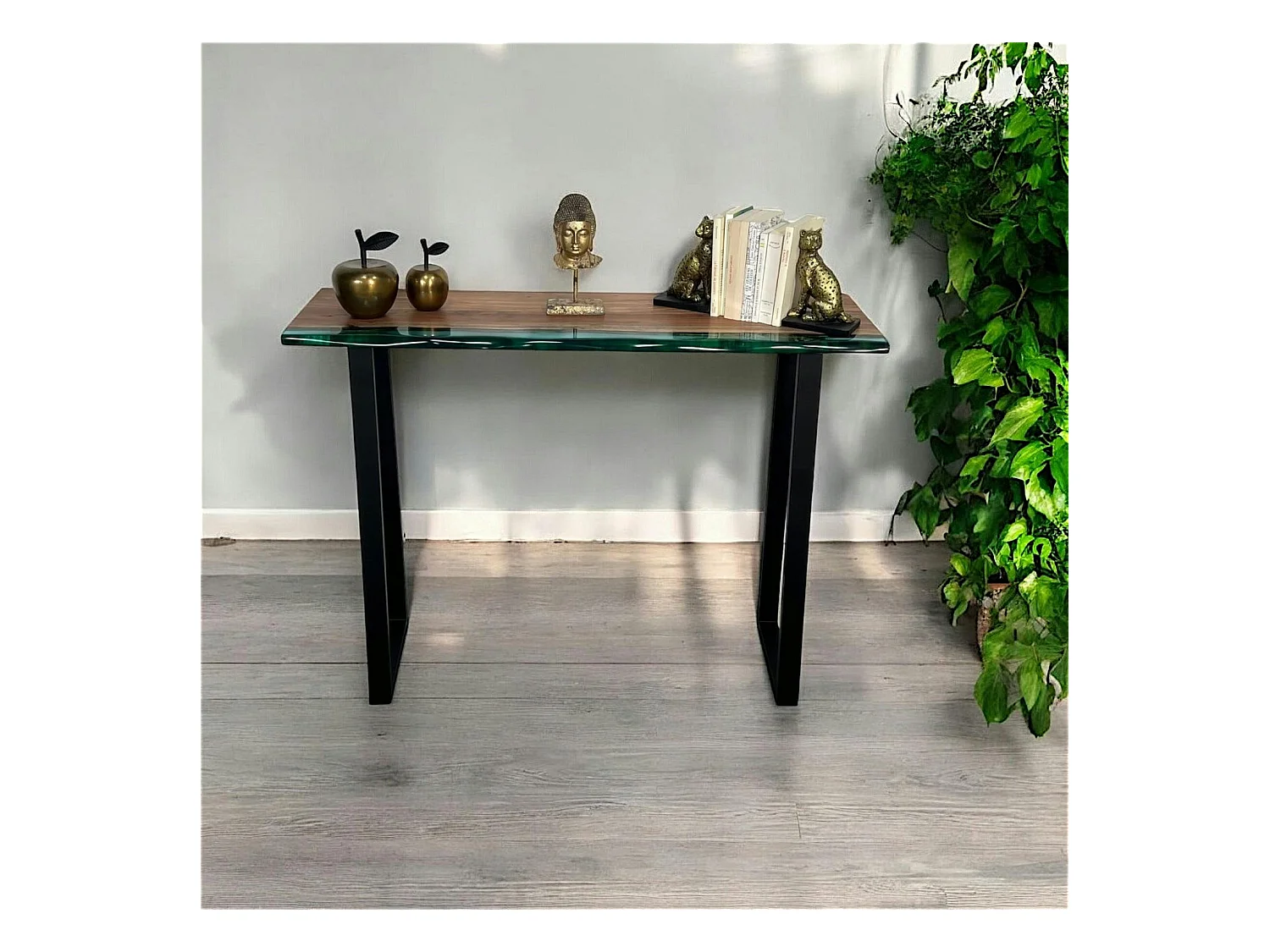 Console epoxy lagon et bois d'acacia BORA