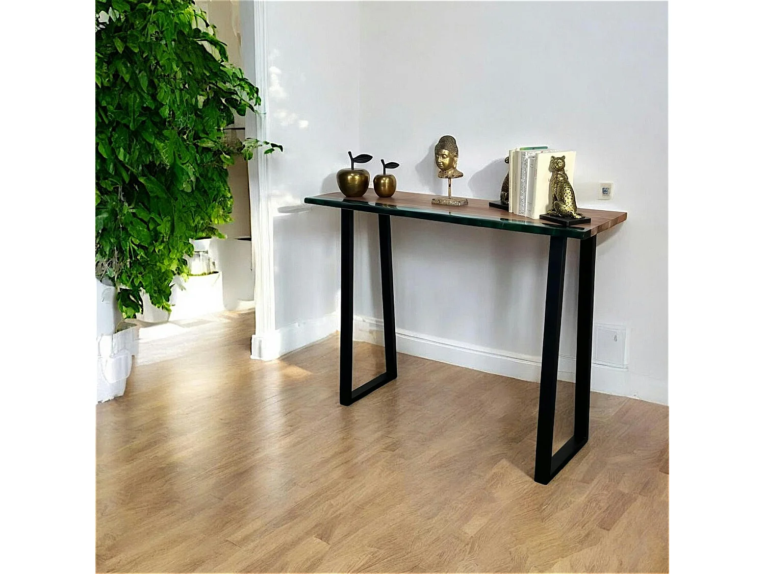 Console epoxy lagon et bois d'acacia BORA