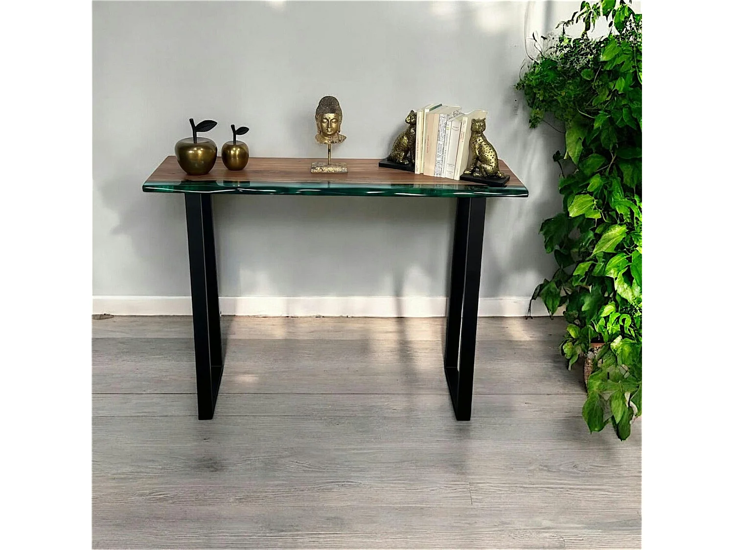 Console epoxy lagon et bois d'acacia BORA