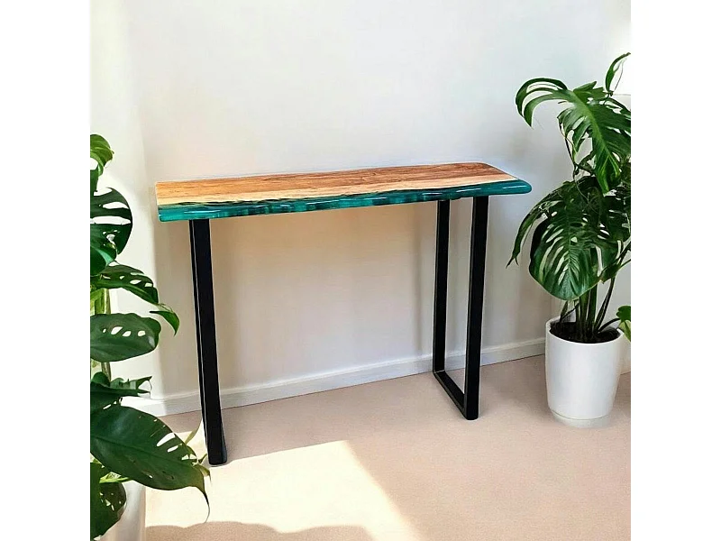 Console epoxy lagon et bois d'acacia BORA