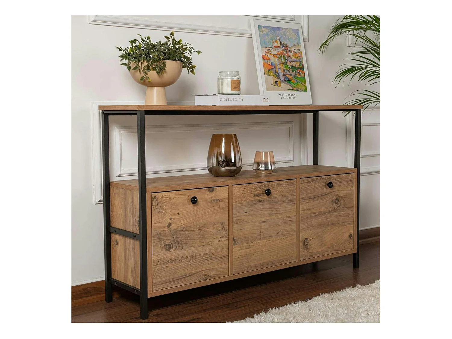 Console d'entrée avec rangement - 3 niches JENA