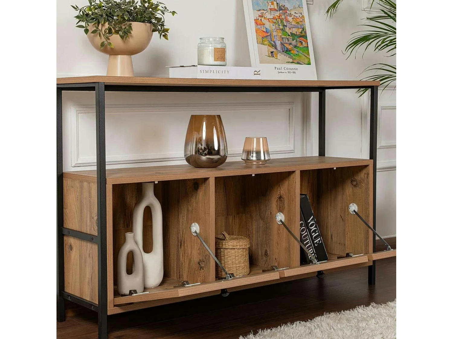 Console d'entrée avec rangement - 3 niches JENA