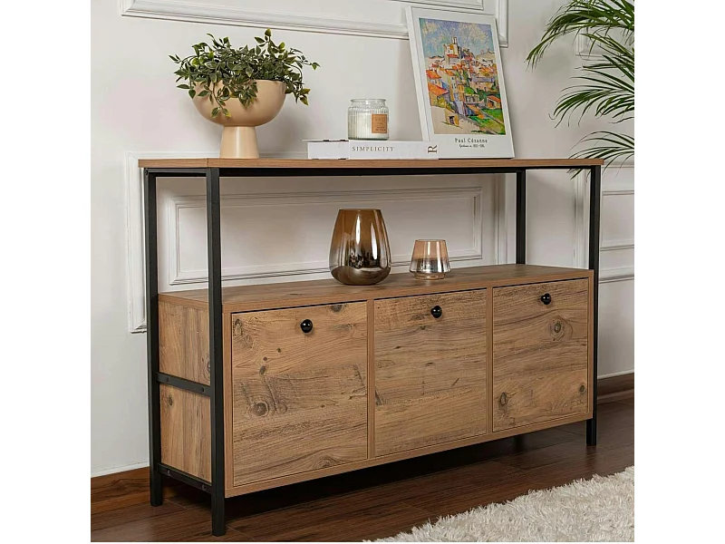 Console d'entrée avec rangement - 3 niches JENA