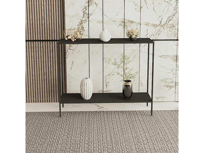 Console d'entrée noire minimaliste - 2 plateaux JENA