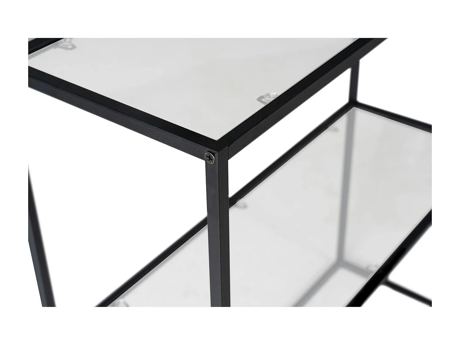 Console d'entrée en métal noir - 2 plateaux verre JENA