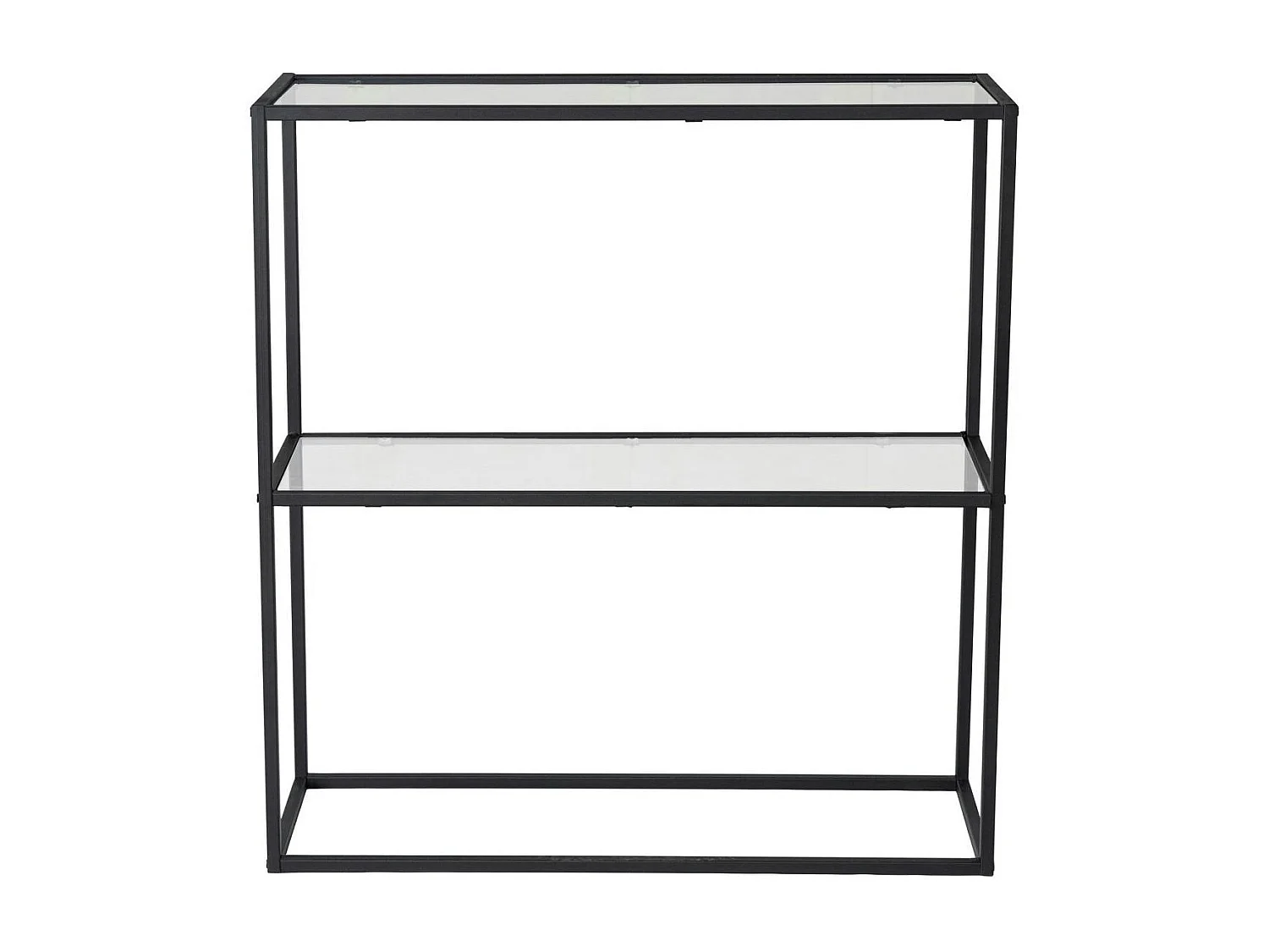 Console d'entrée en métal noir - 2 plateaux verre JENA