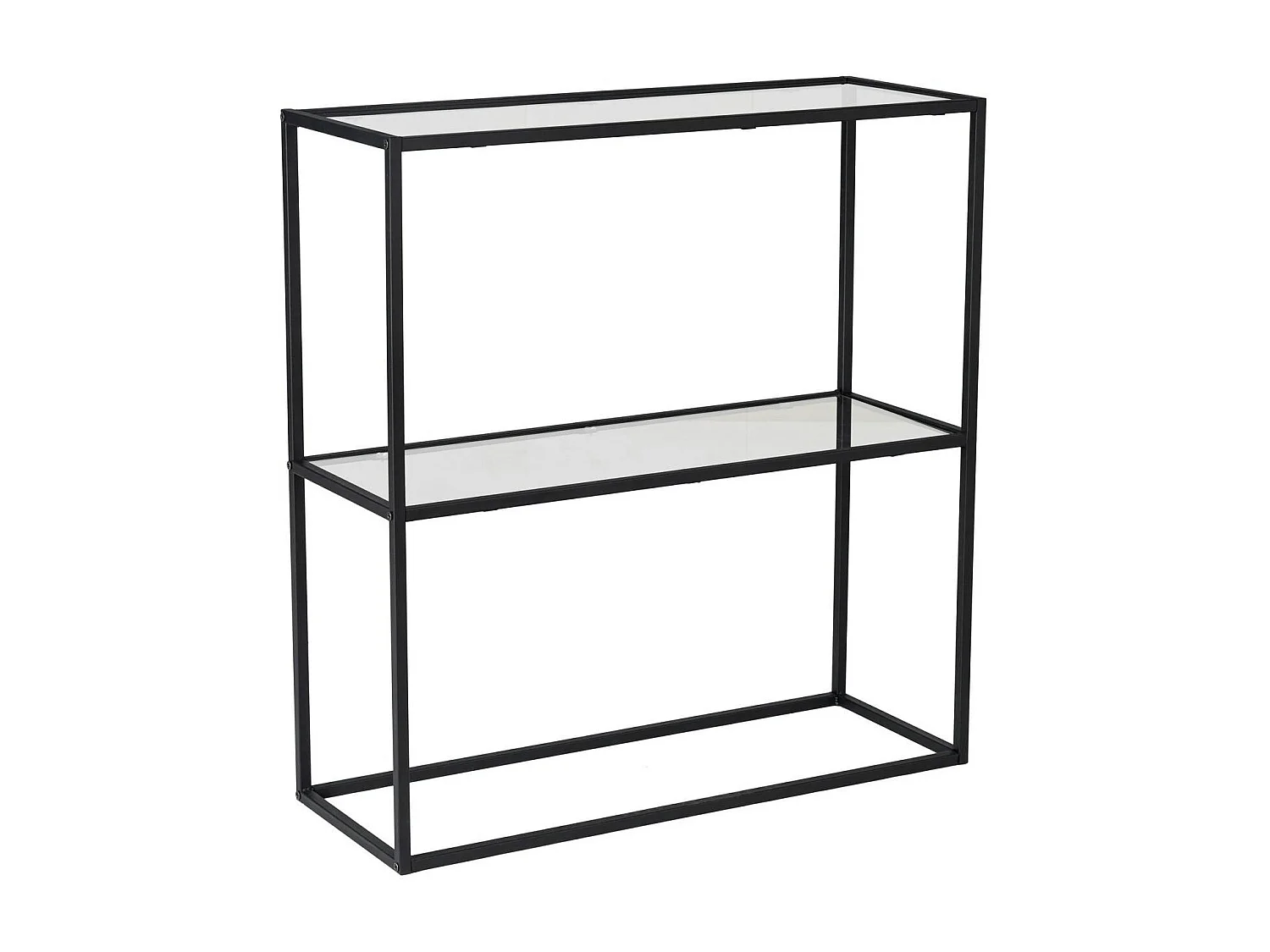 Console d'entrée en métal noir - 2 plateaux verre JENA