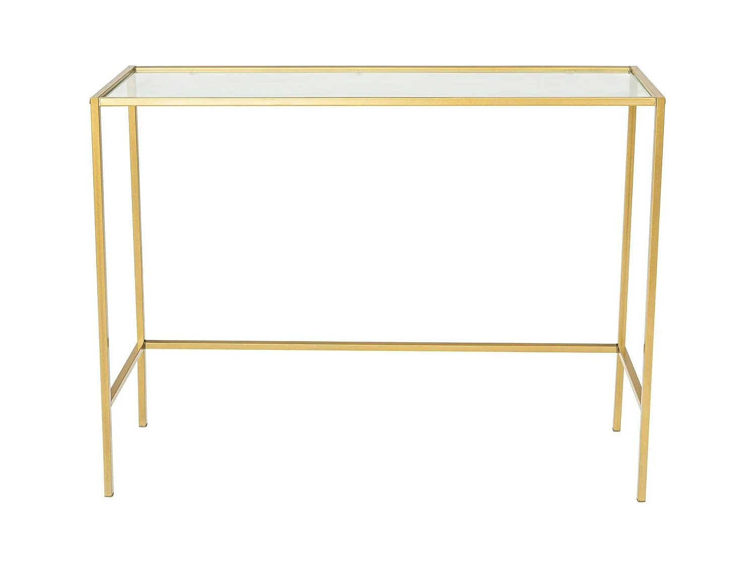 Console d'entrée design en verre et métal doré TULUM