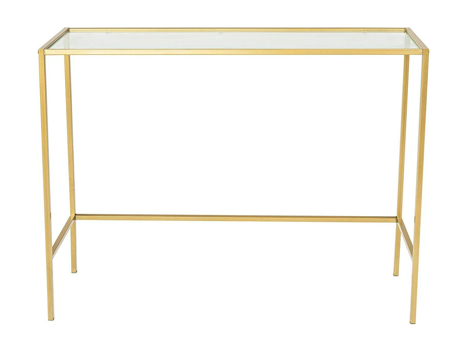 Console d'entrée design en verre et métal doré TULUM