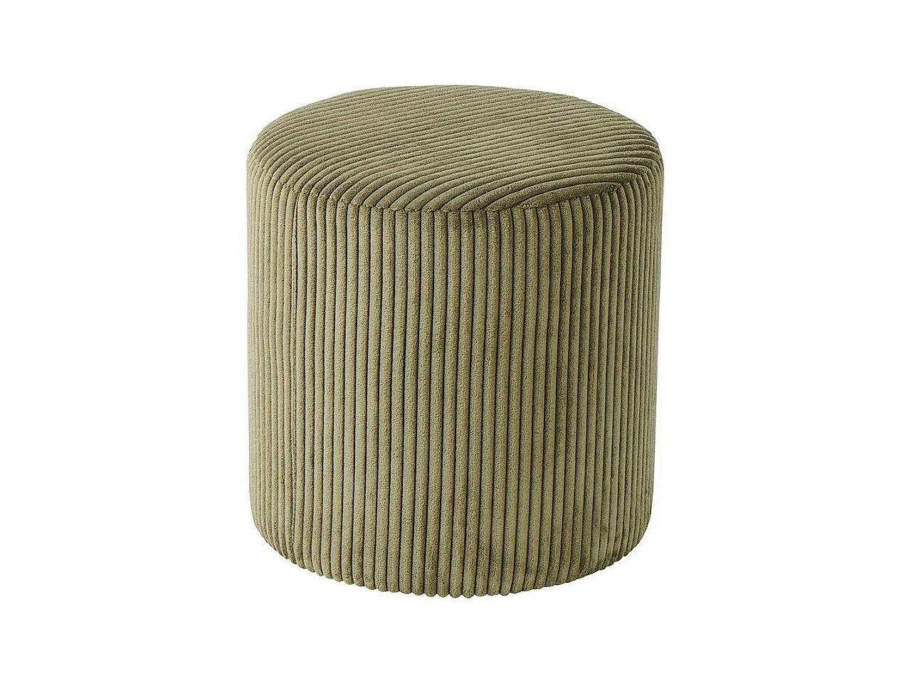 Pouf rond velours côtelé kaki (lot de 2) MALMOE