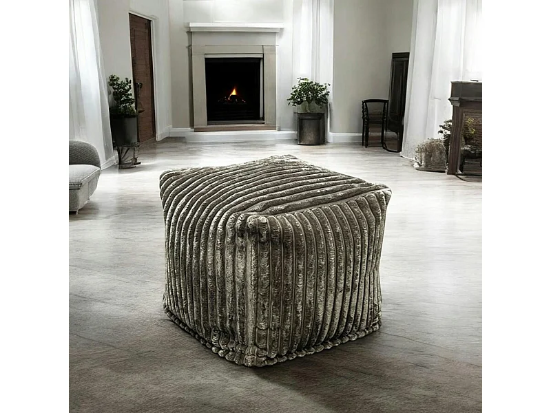 Pouf carré velours grosses côtes kaki VISBY