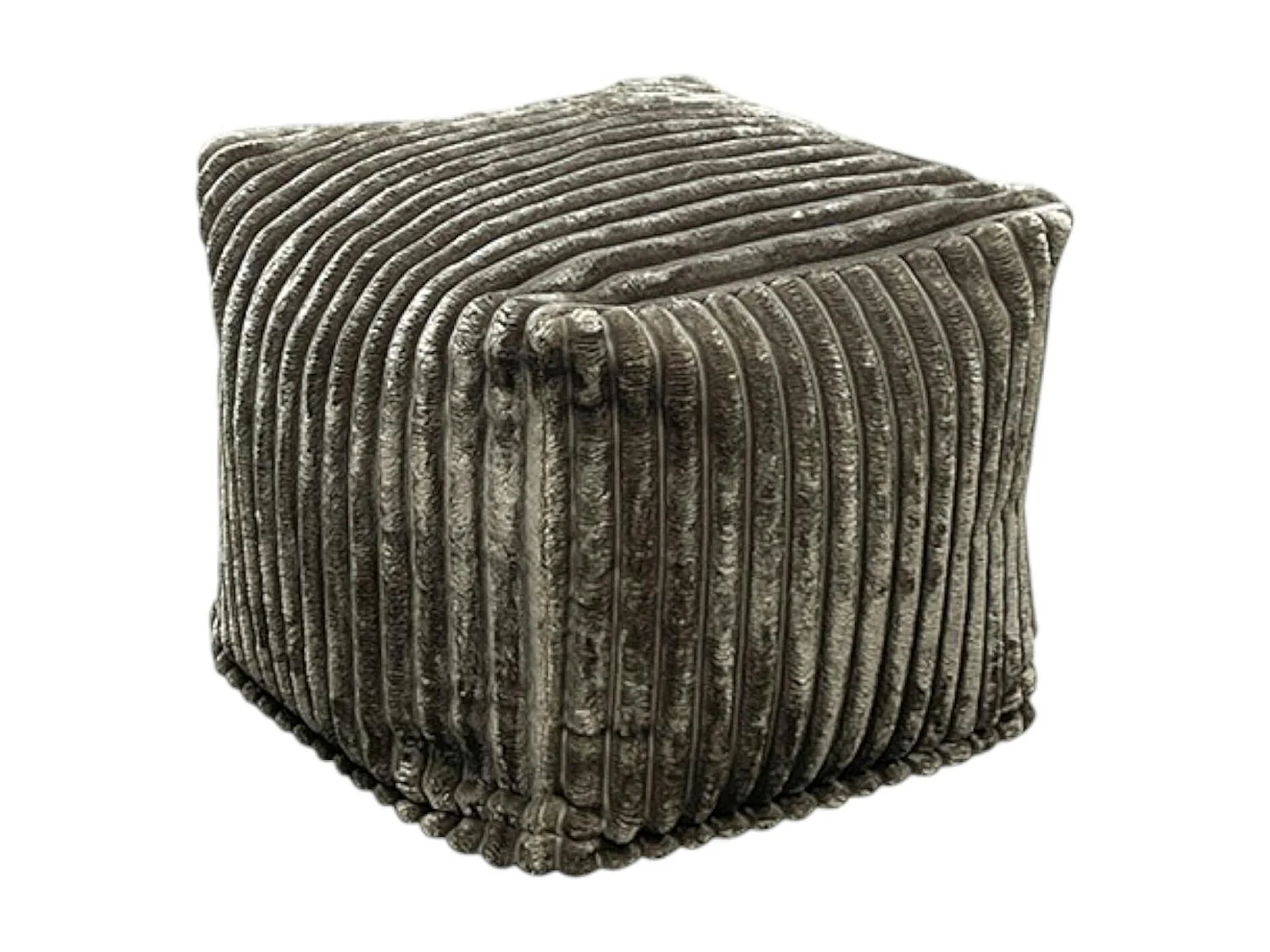 Pouf carré velours grosses côtes kaki VISBY