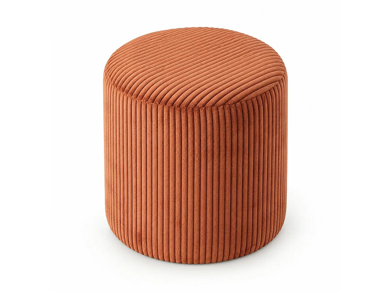 Pouf rond velours côtelé rouille (lot de 2) MALMOE