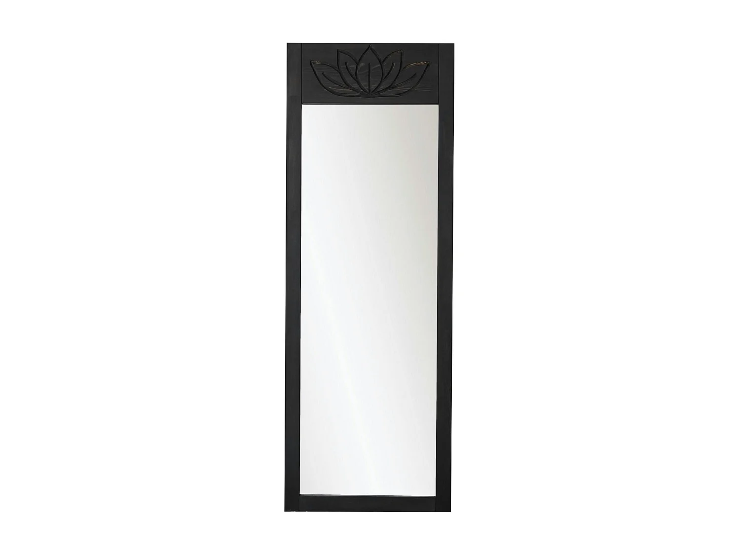 Miroir vertical en bois gris foncé - motif lotus HILO