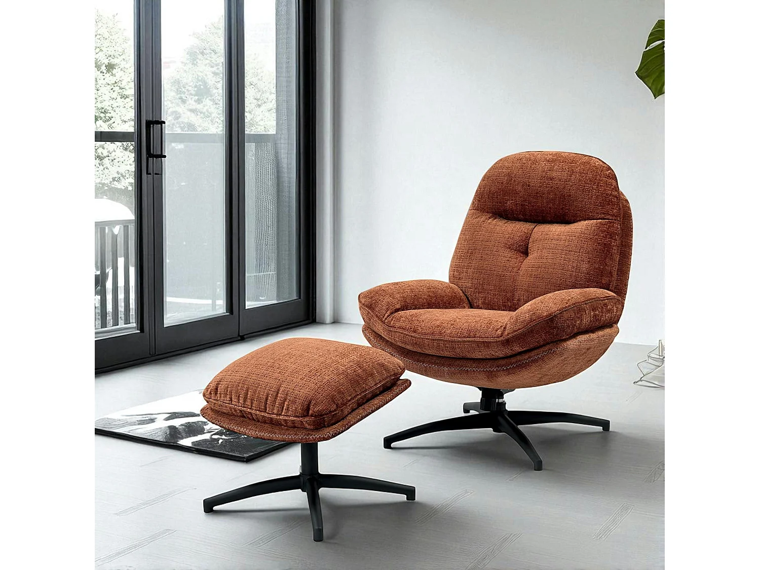 Fauteuil détente rouille pivotant avec repose-pieds IENA