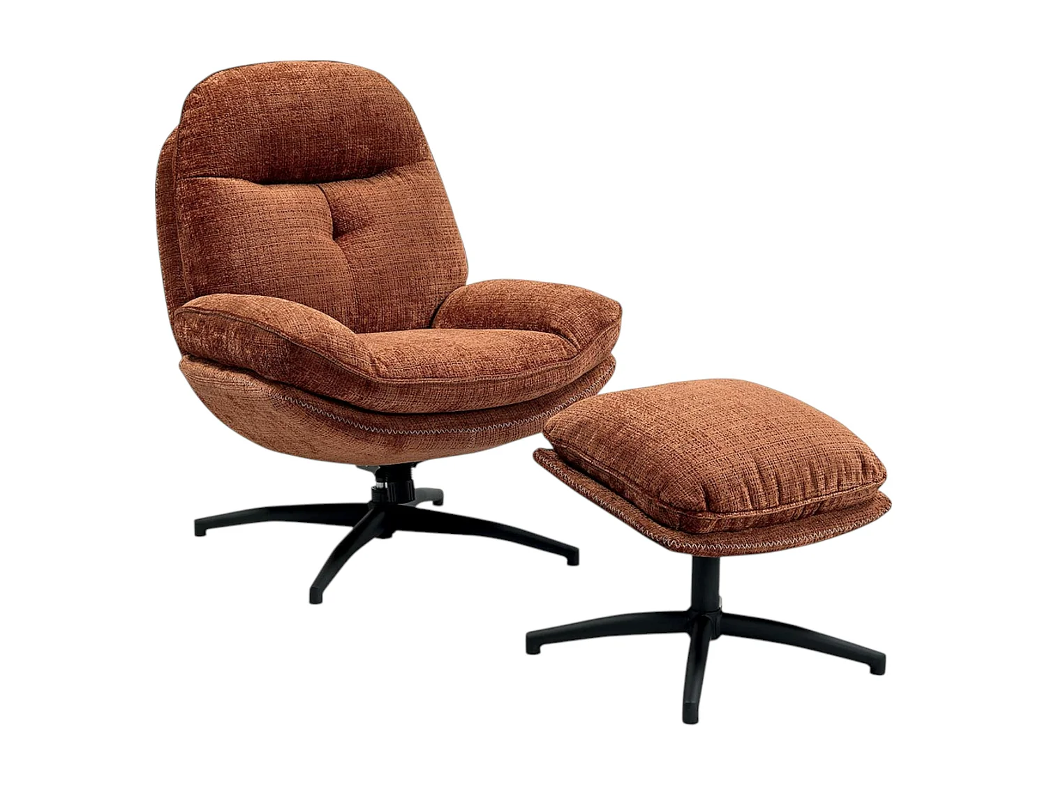 Fauteuil détente rouille pivotant avec repose-pieds IENA