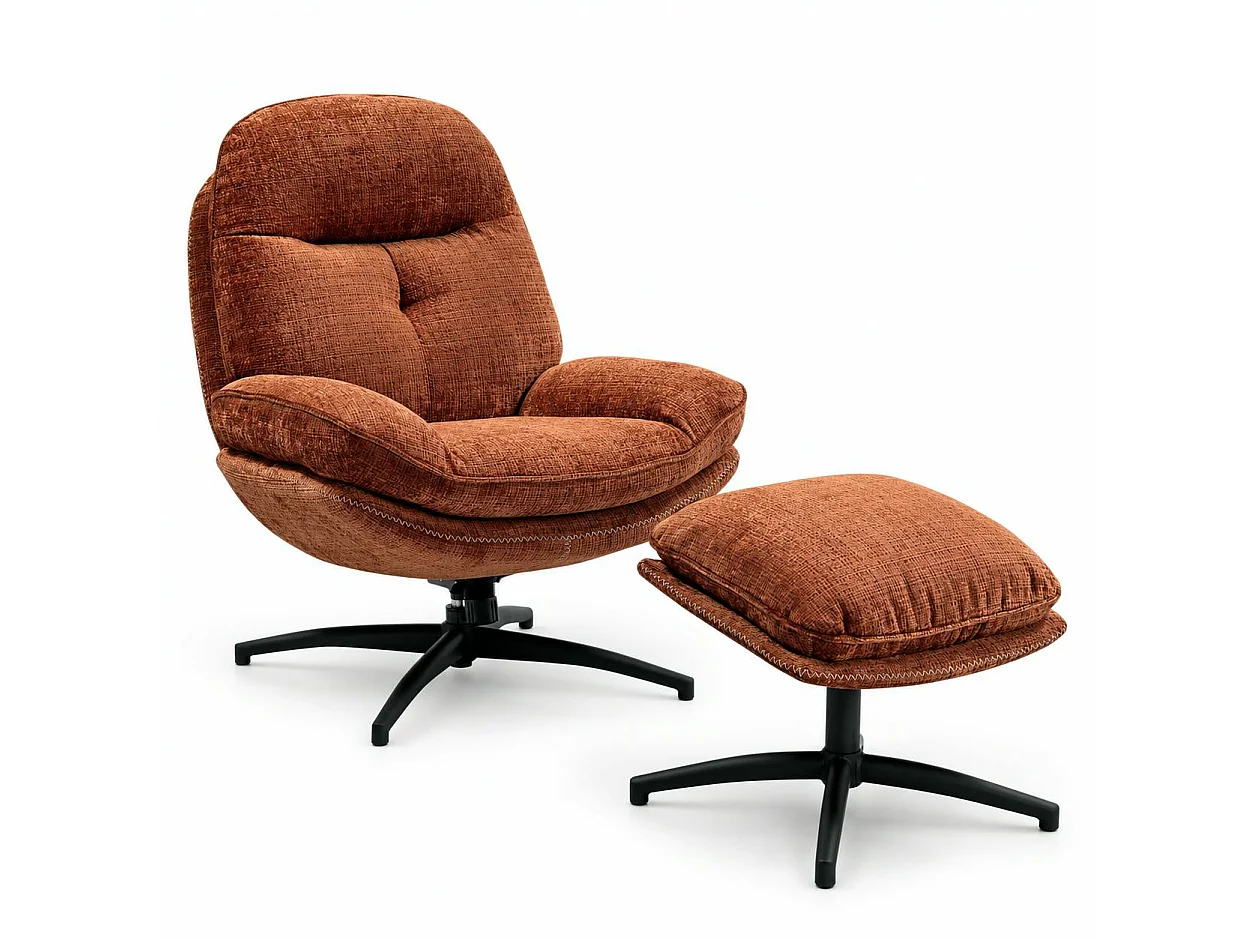 Fauteuil détente rouille pivotant avec repose-pieds IENA