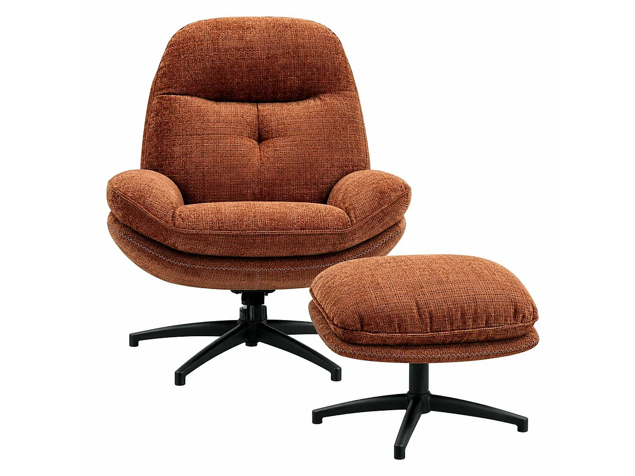 Fauteuil détente rouille pivotant avec repose-pieds IENA